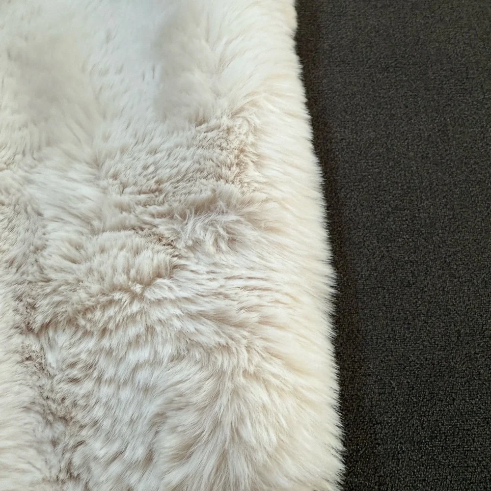 Crate & Barrel Warm White Faux Fur Christmas Stocking